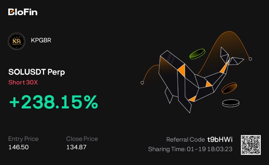 Grafik zeigt Preis und Performance von SOL/USD Perpetual mit +238,15 %.
